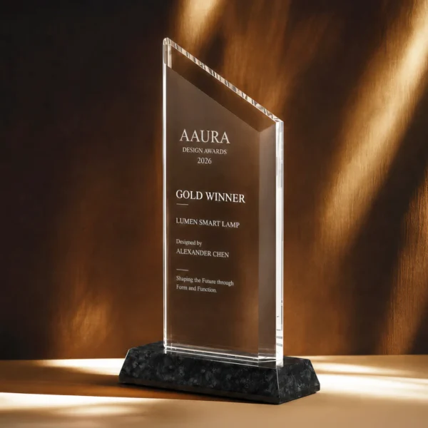 Kristalglas trofee - marmeren voet